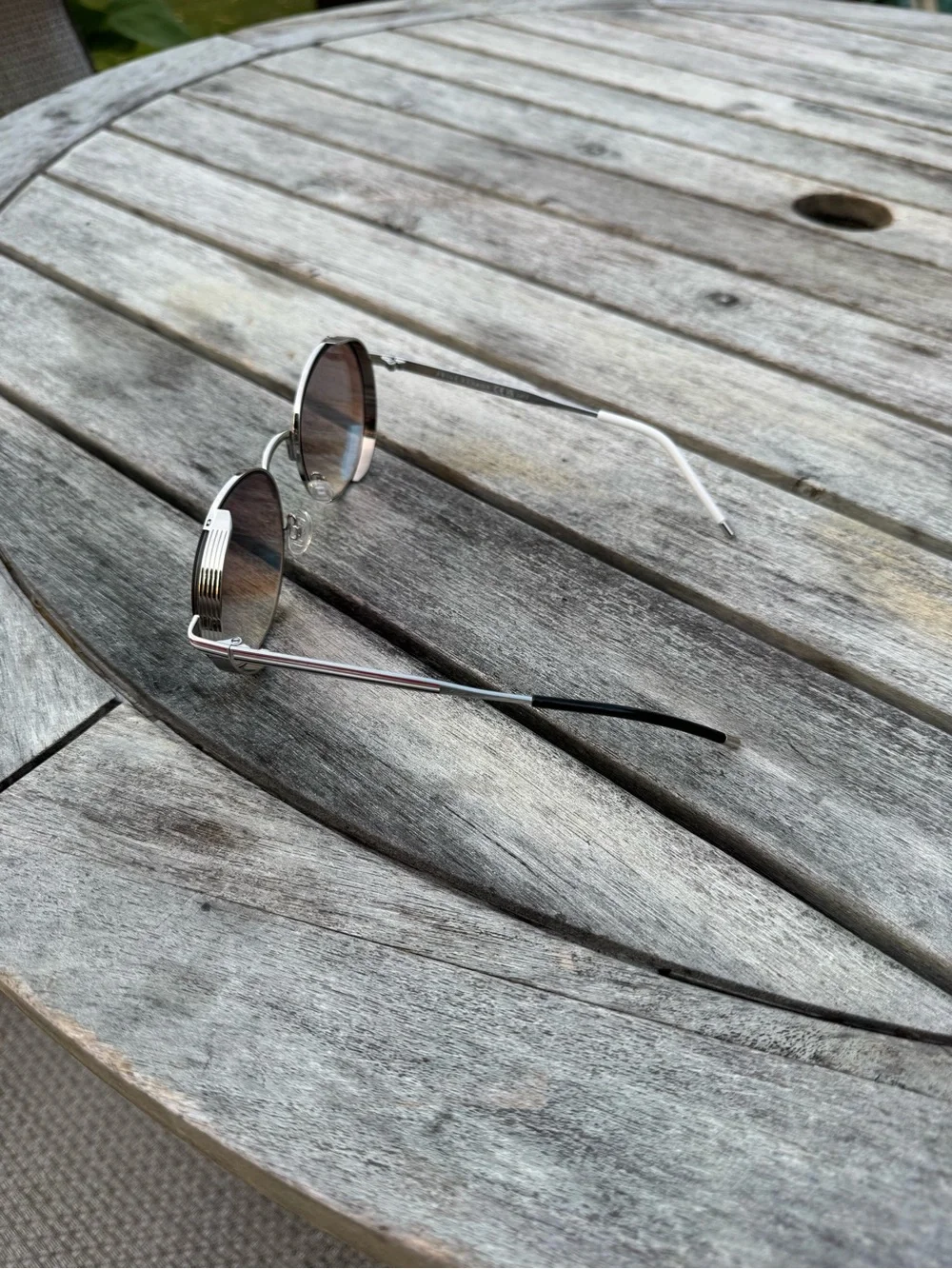 Prive Revaux Silver Frame Sunglasses with Blue Mirrored Lenses